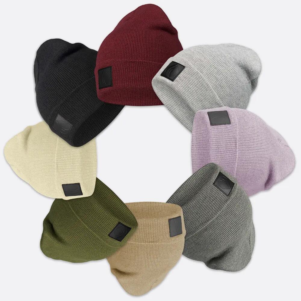 Leatherpatch Winter Mütze Beanie (Black Label) Cream 2/6