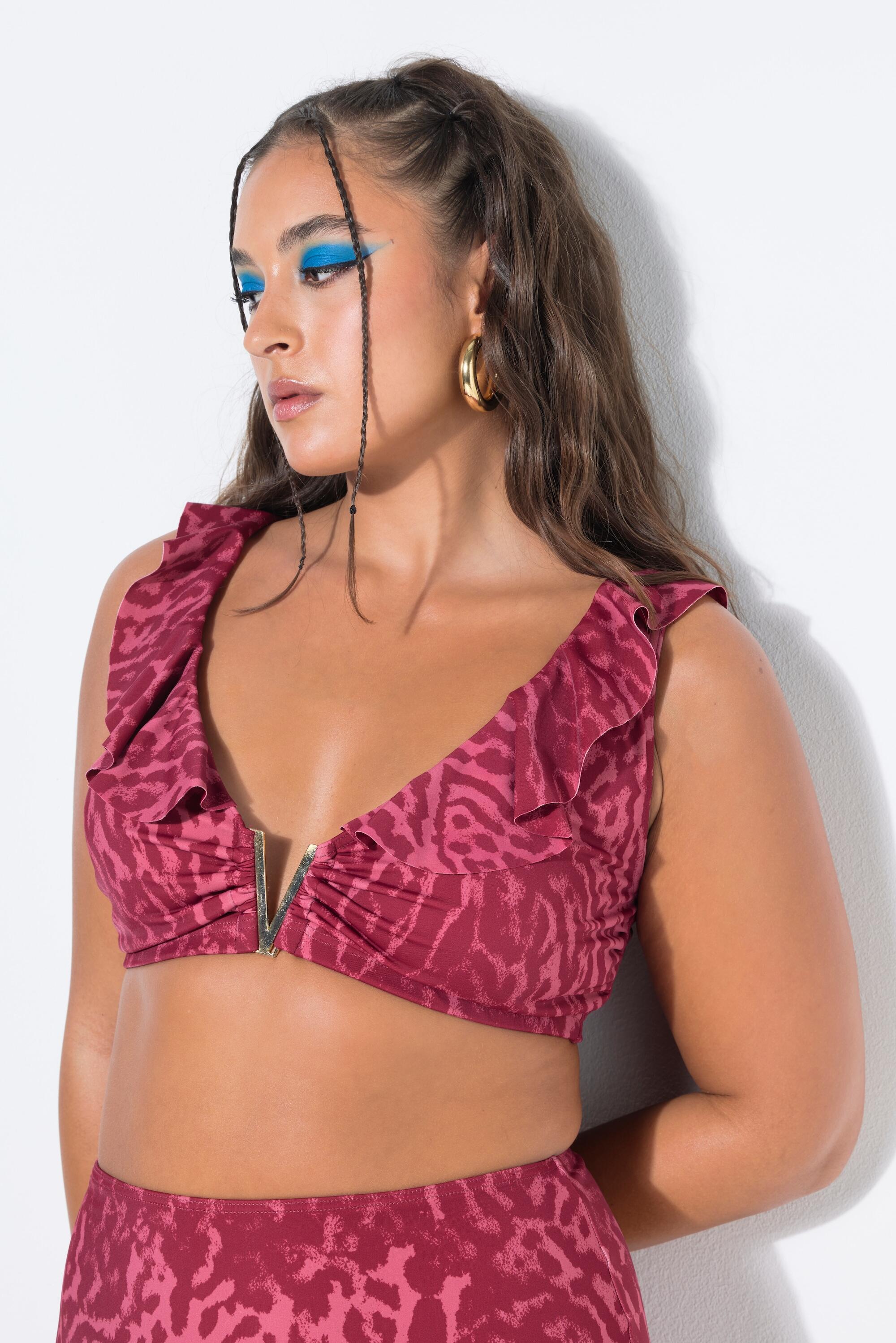 Femme Haut de bikini sculptant bonnets souples motif léopard coloré et volant 6/6