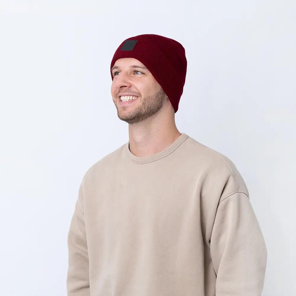 Leatherpatch Winter Mütze Beanie (Black Label) Cream 6/6