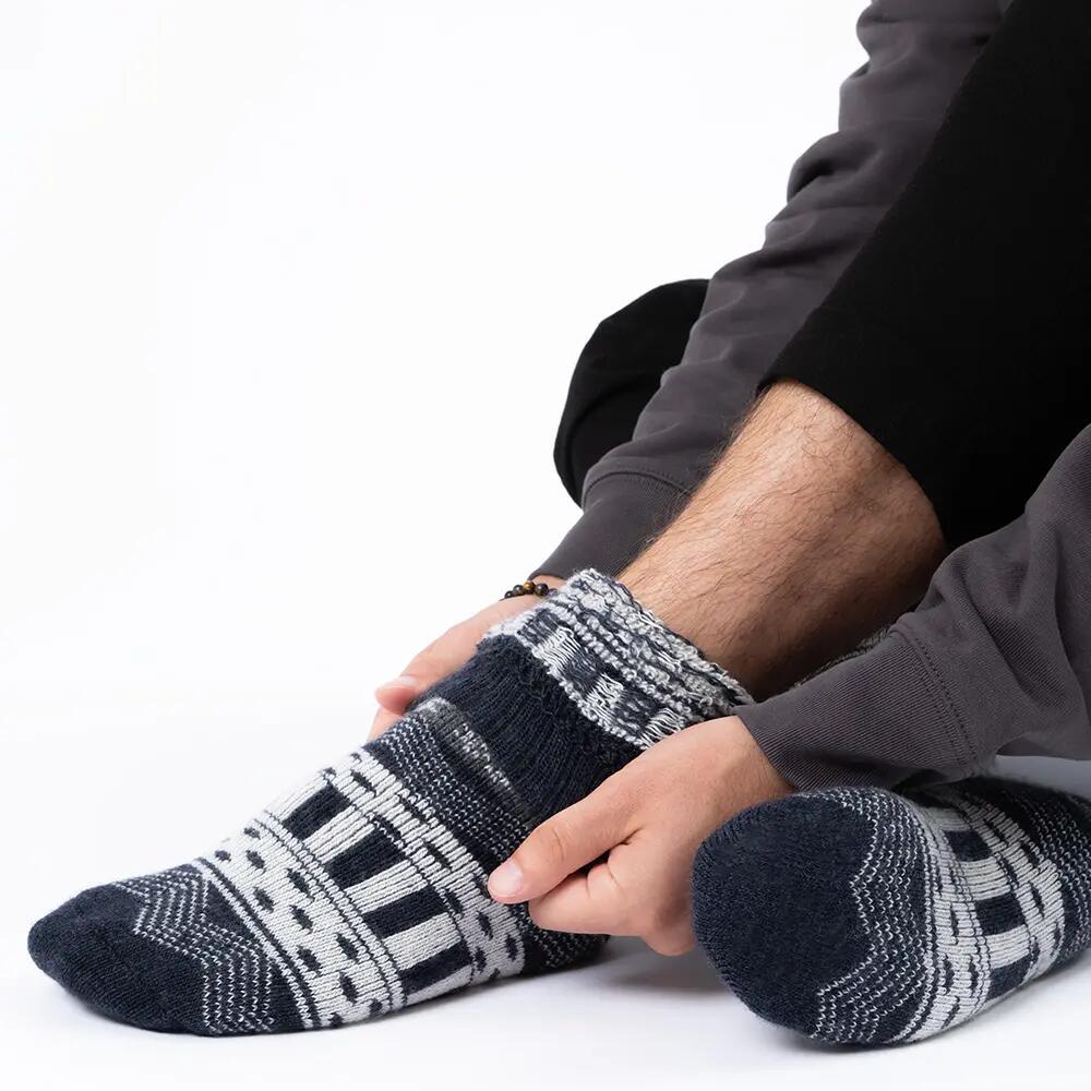 Damen & Herren Dicke Merino Wollsocken 2er Pack (Modell: Lumi) Gry-Nvy 43-46 5/6
