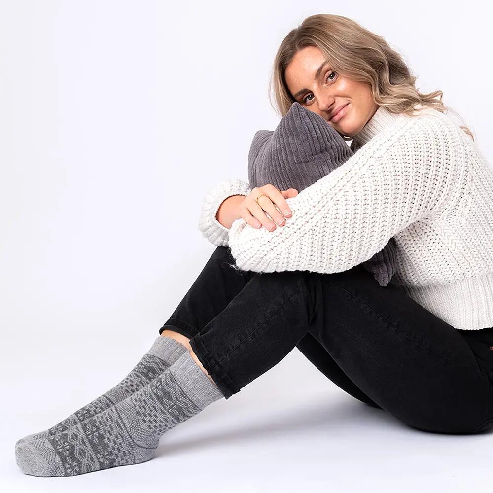 Damen & Herren Dicke Merino Wollsocken 2er Pack (Modell: Lumi) Gry-Nvy 43-46 4/6
