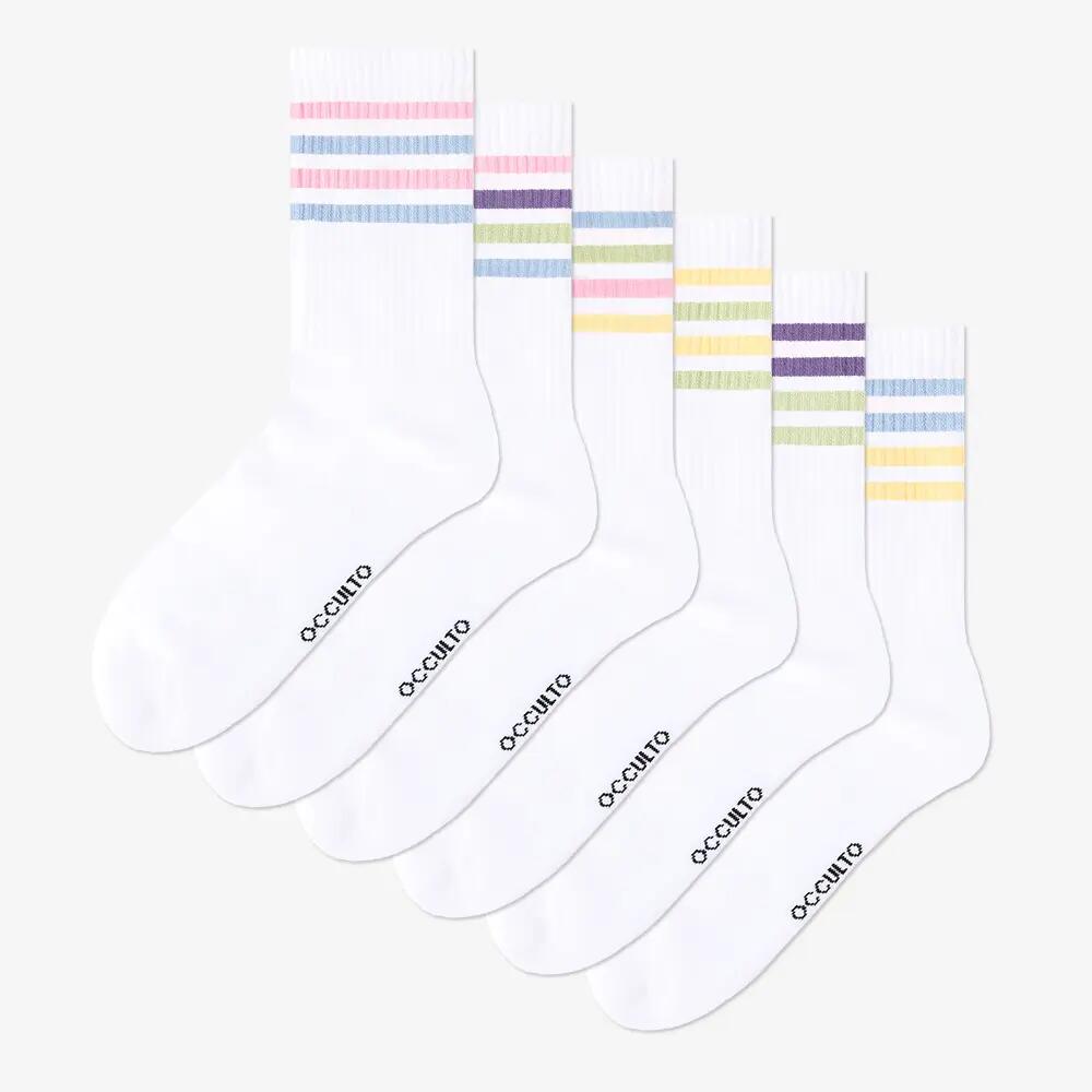 Occulto Damen Retro Tennis Socken 6er Pack (Modell: Steffi) 2/6