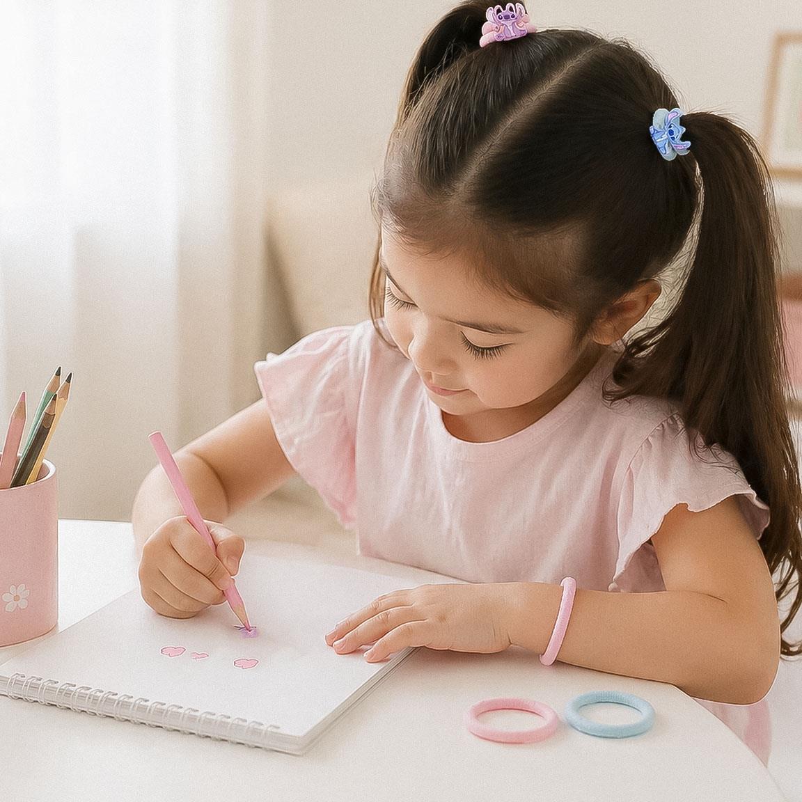 Lot de chouchous pour cheveux enfant Stitch 4 pièces Rose et bleu 5/6