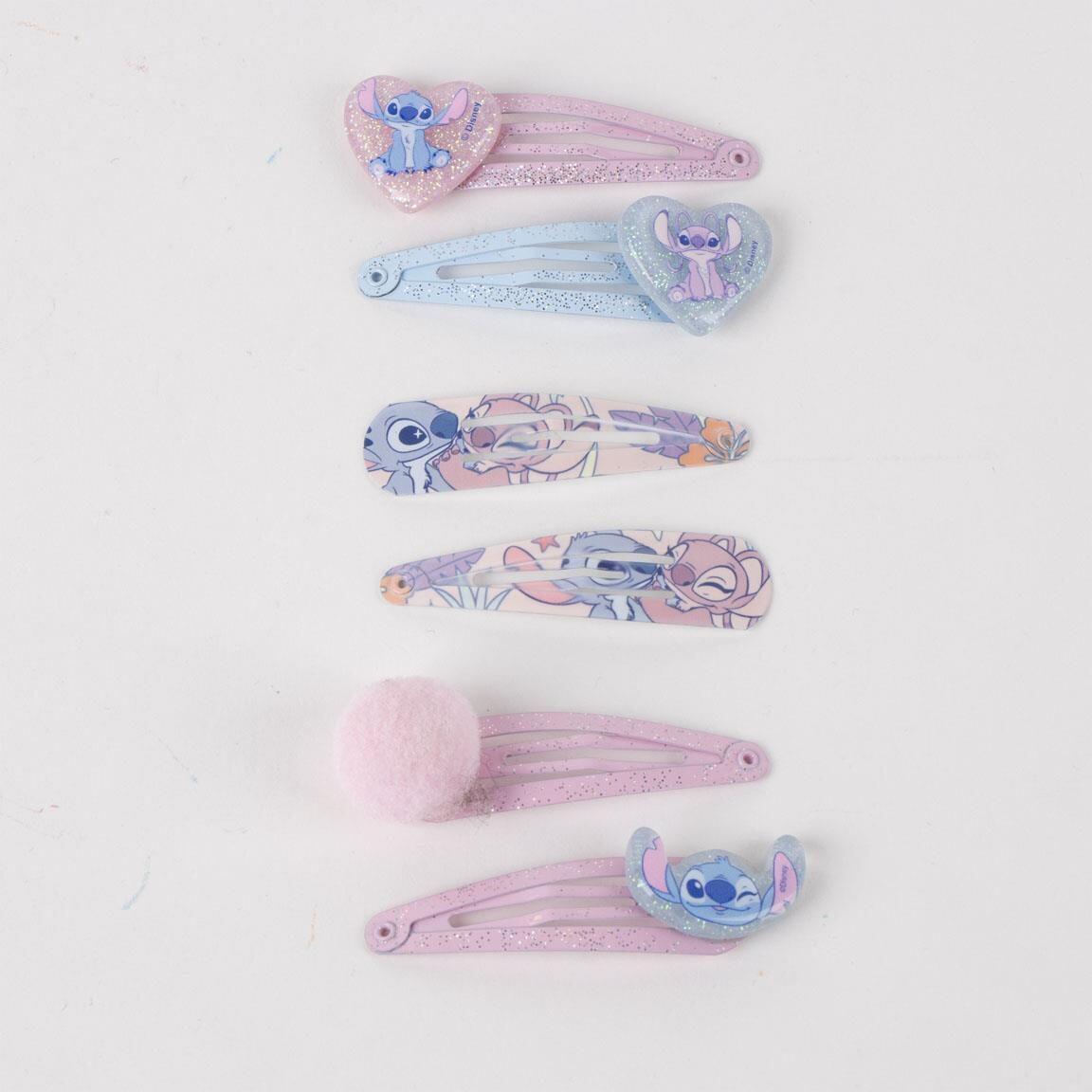 Lot de pinces à cheveux enfant Stitch 6 pièces à paillettes Rose 2/6