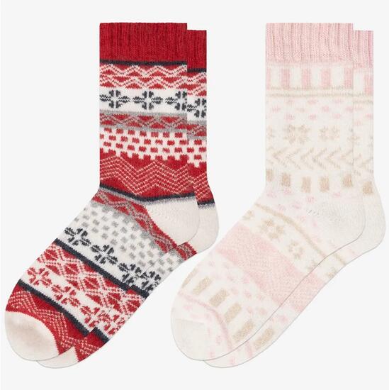 Damen & Herren Dicke Merino Wollsocken 2er Pack (Modell: Lumi)Gry-Nvy 35-38