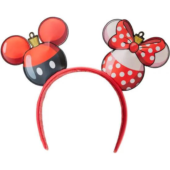 Serre-tête à oreilles de Noël adulte Mickey et Minnie Rouge et vert 2/3