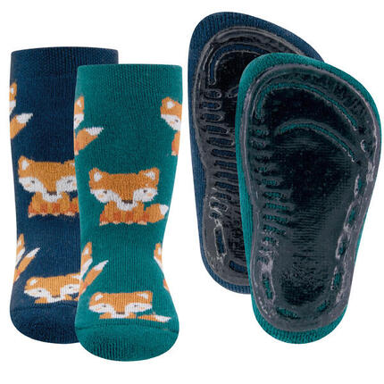 Lot de 2 paires de chaussettes antidérapantes SoftStep, motif renard