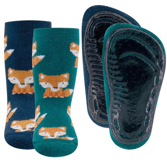 Lot de 2 paires de chaussettes antidérapantes SoftStep, motif renard
