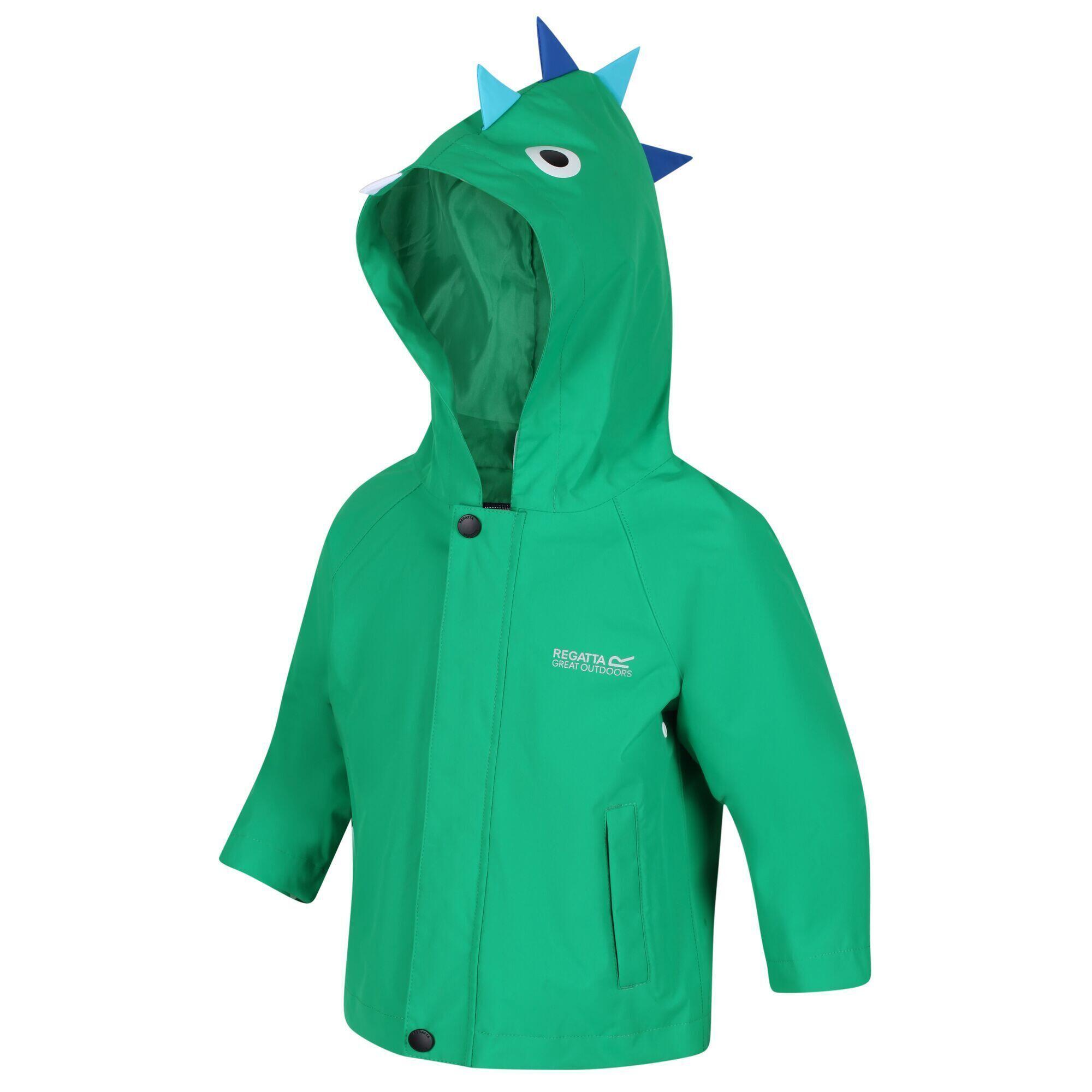 Childrens/Kids Dinosaur Waterproof Jacket (Green) 4/5