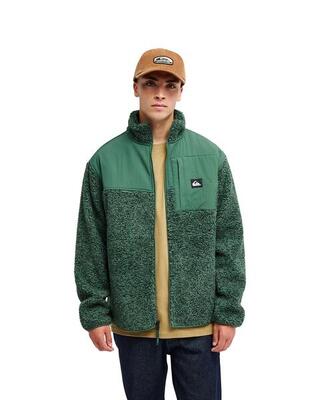 Groen sherpa-vest met rits shallow water beige heren