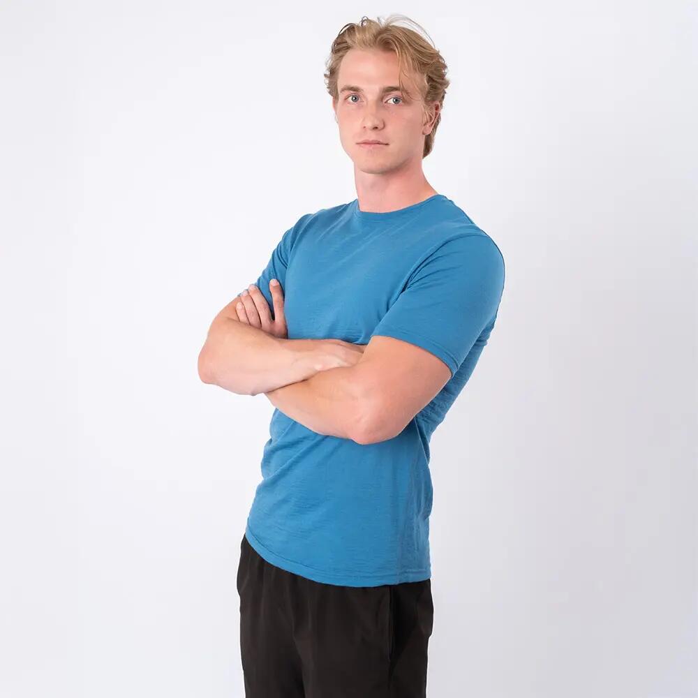 Herren 100% Merino Shirt (Modell: Montreal) Azurblau S 3/7