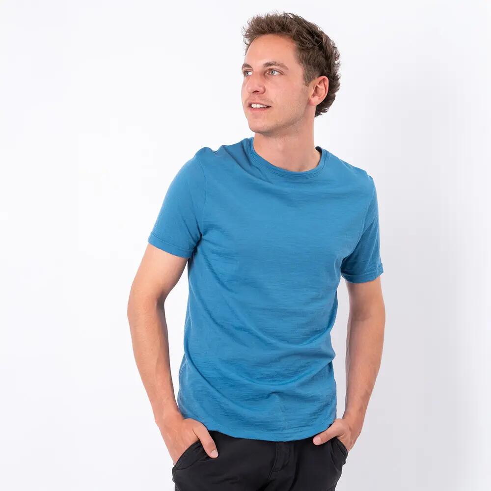 Herren 100% Merino Shirt (Modell: Montreal) Azurblau S 6/7