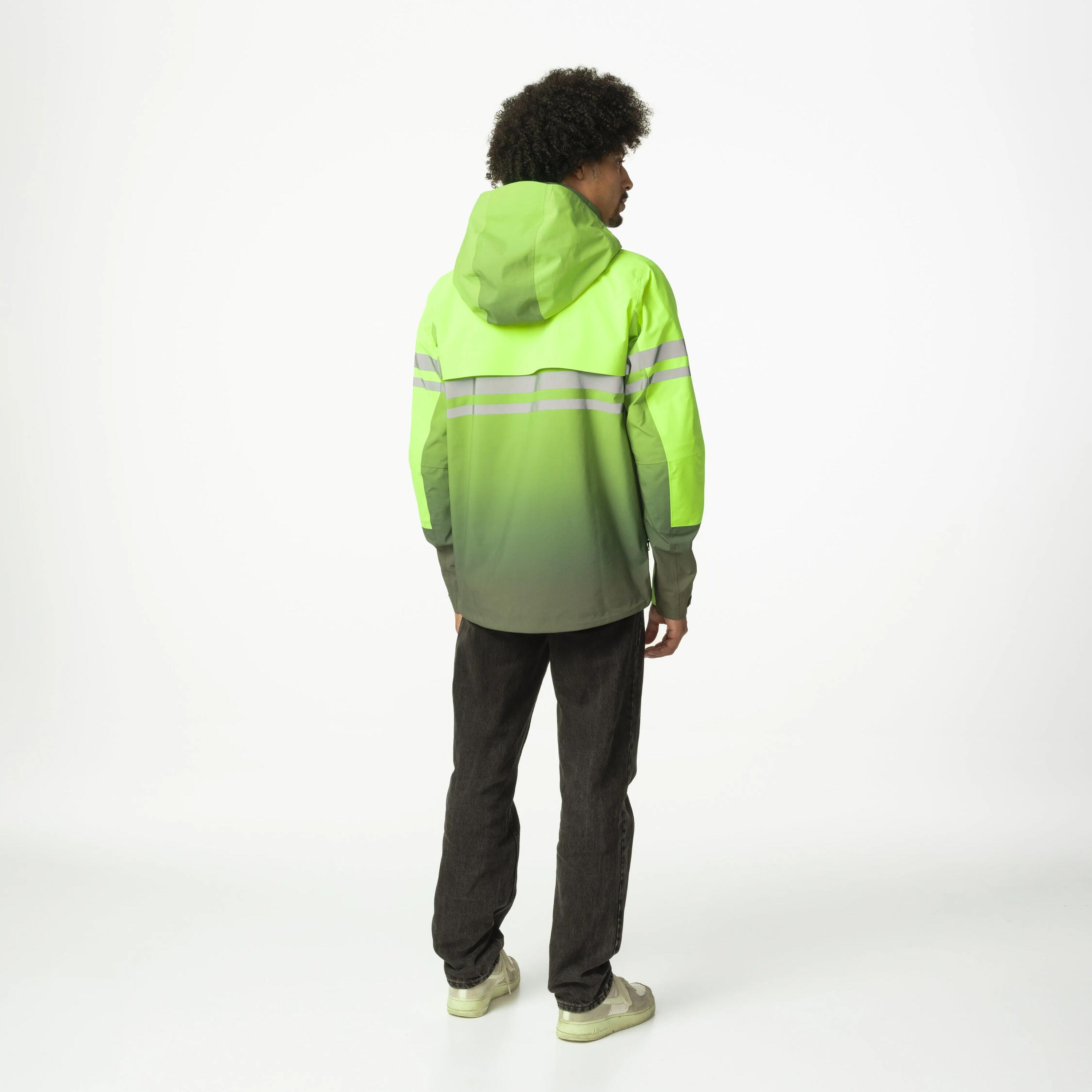 Radfahren Regenjacke Commuter wasserdicht mit Aufprallschutz Grün Impact 3/7