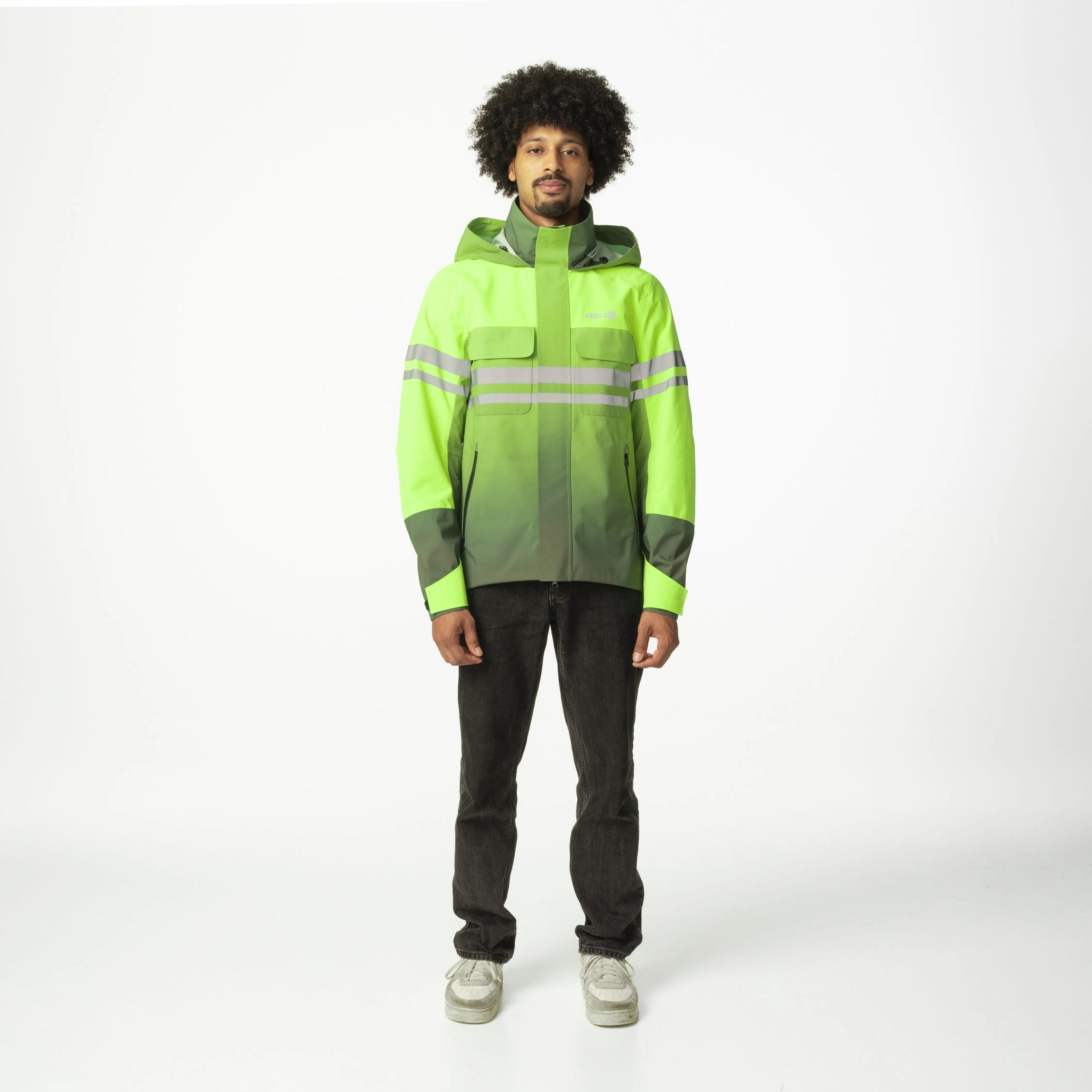 Radfahren Regenjacke Commuter wasserdicht mit Aufprallschutz Grün Impact 2/7