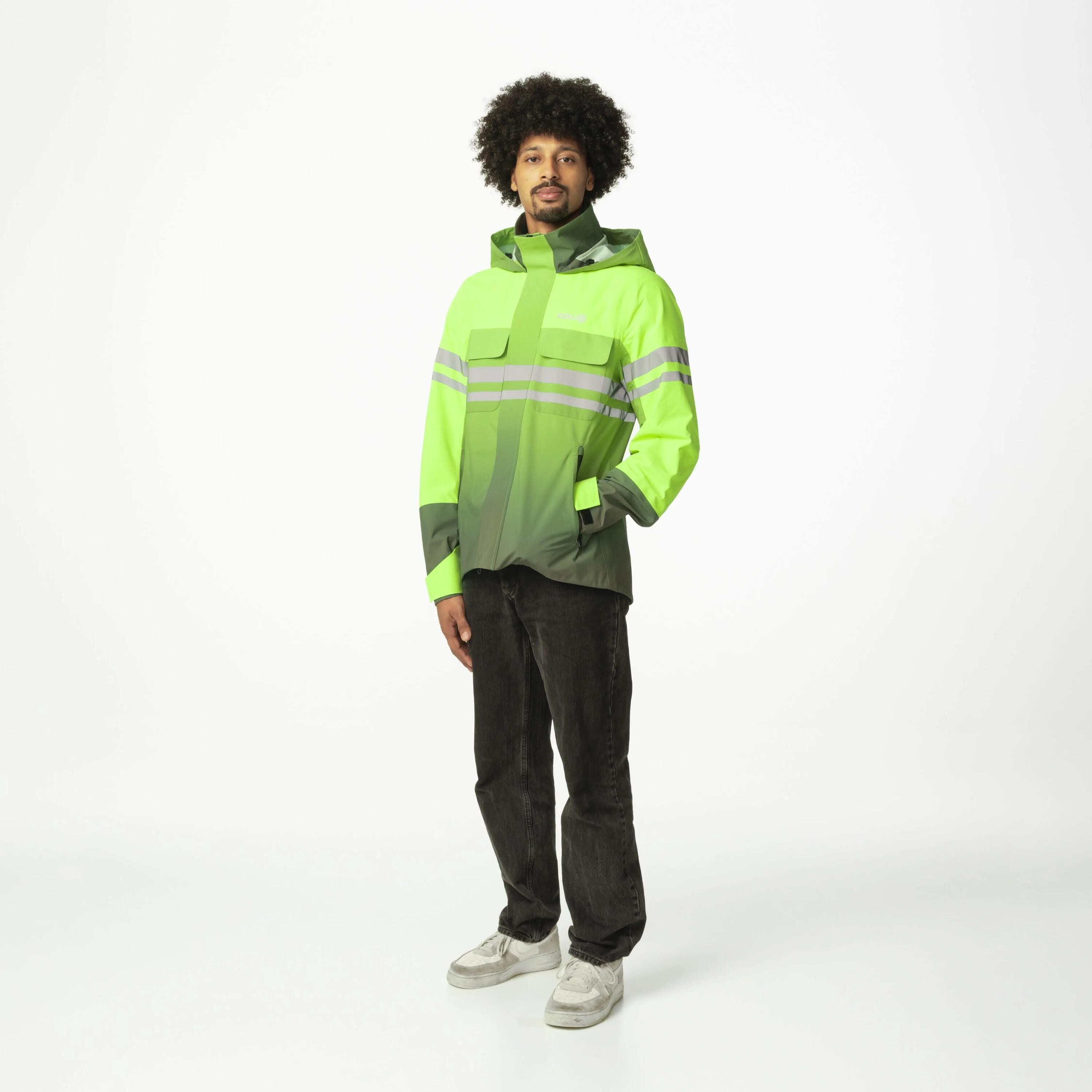 Radfahren Regenjacke Commuter wasserdicht mit Aufprallschutz Grün Impact 5/7