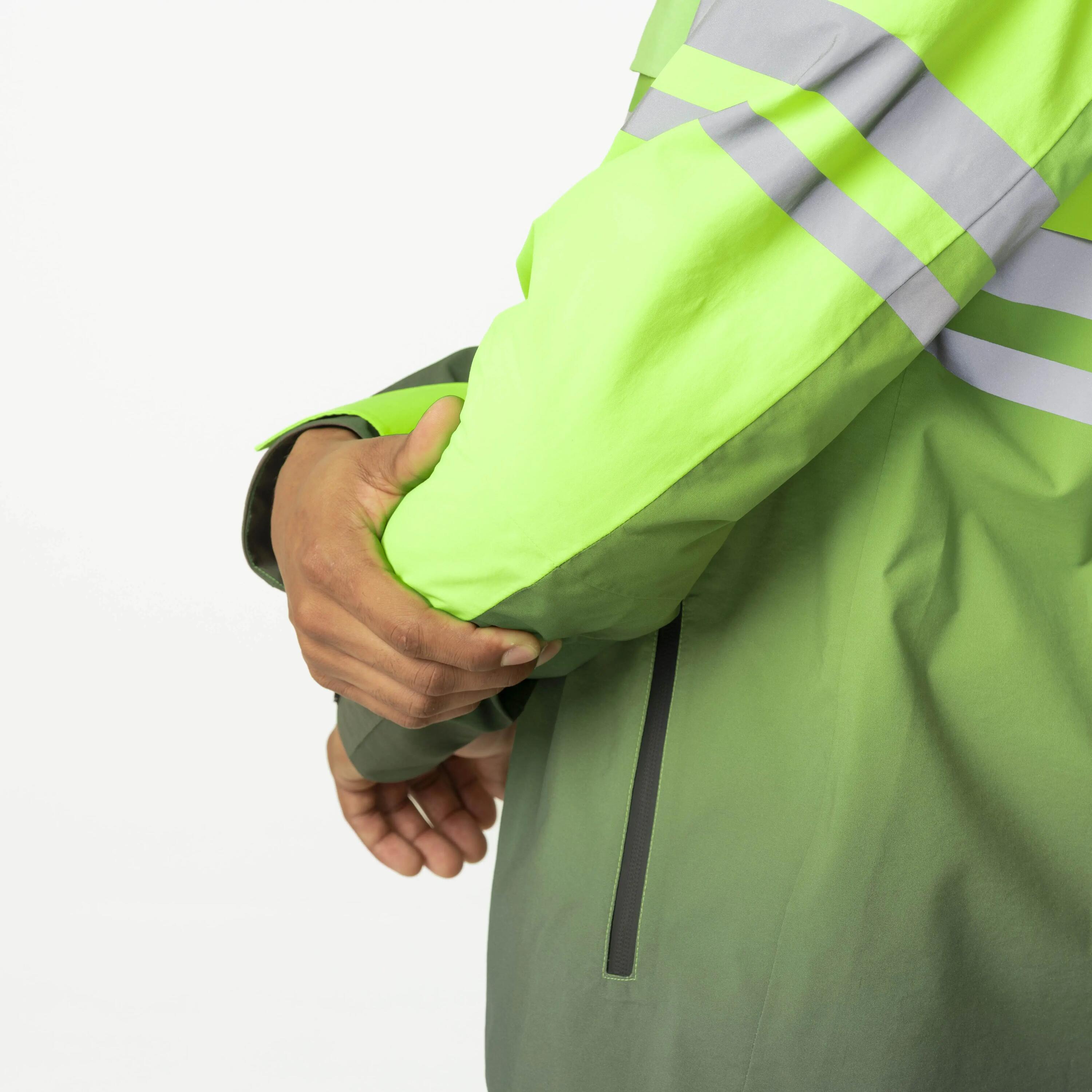 Radfahren Regenjacke Commuter wasserdicht mit Aufprallschutz Grün Impact 7/7
