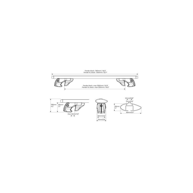 Bare transversale MENABO Fender Black pentru Toyota Carib 2007+