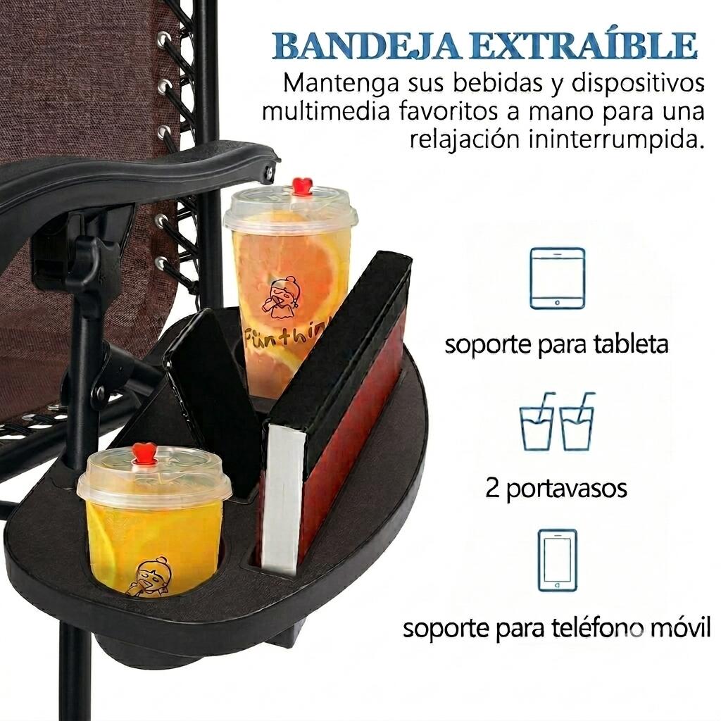 2 Sillas Plegable Camping Tipo Tumbona Multiposición Marrón 3/6