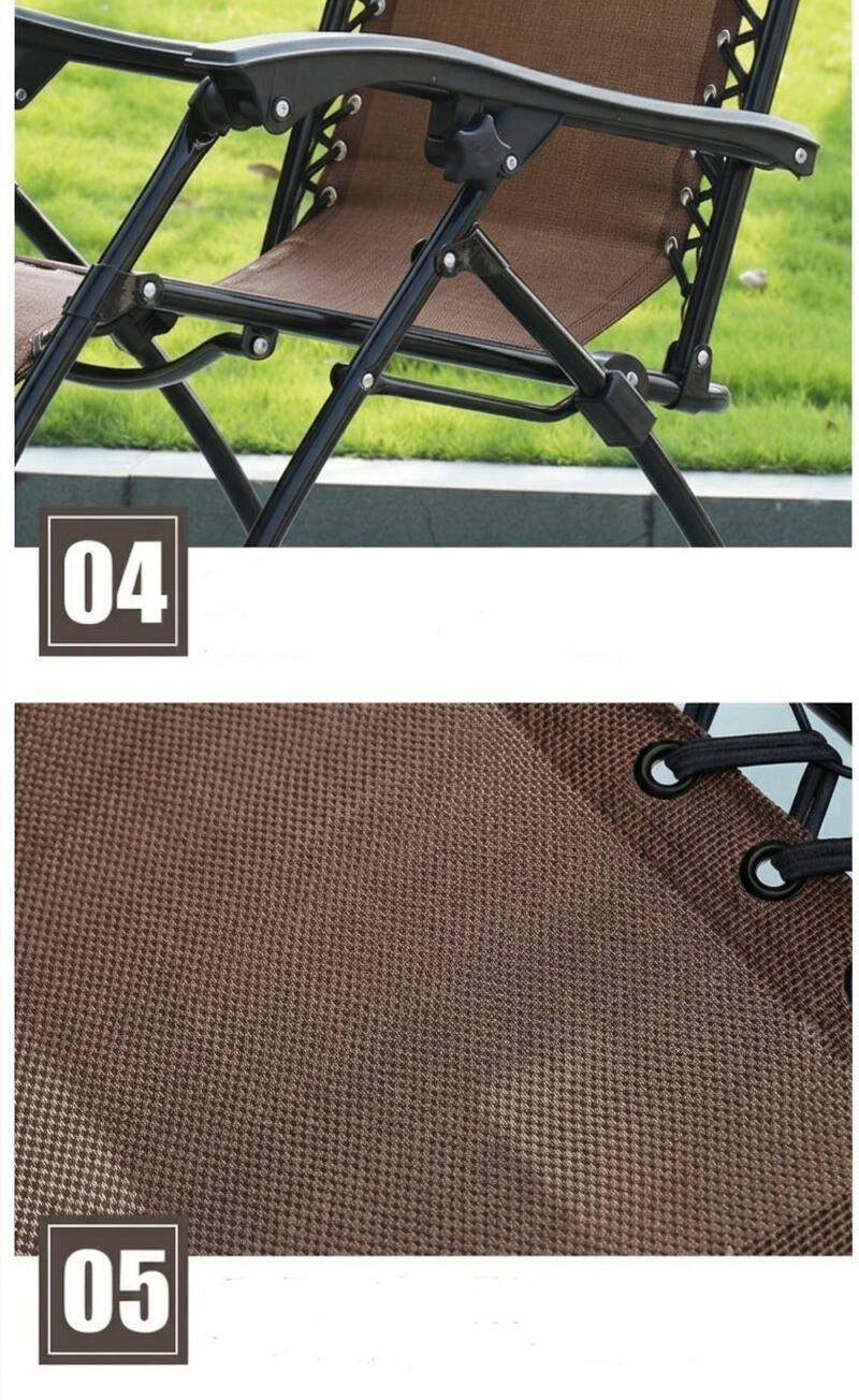 2 Sillas Plegable Camping Tipo Tumbona Multiposición Marrón 6/6