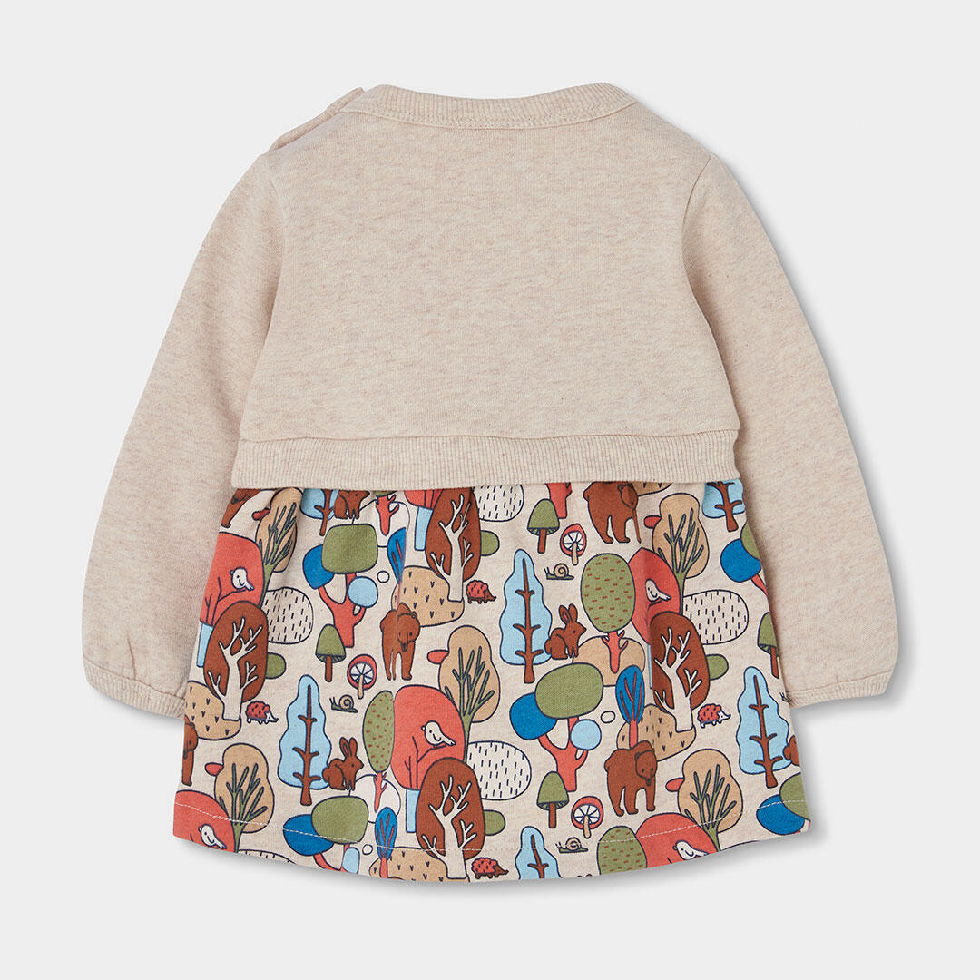 Vestido felpa beige estampado bosque bebé 2/4