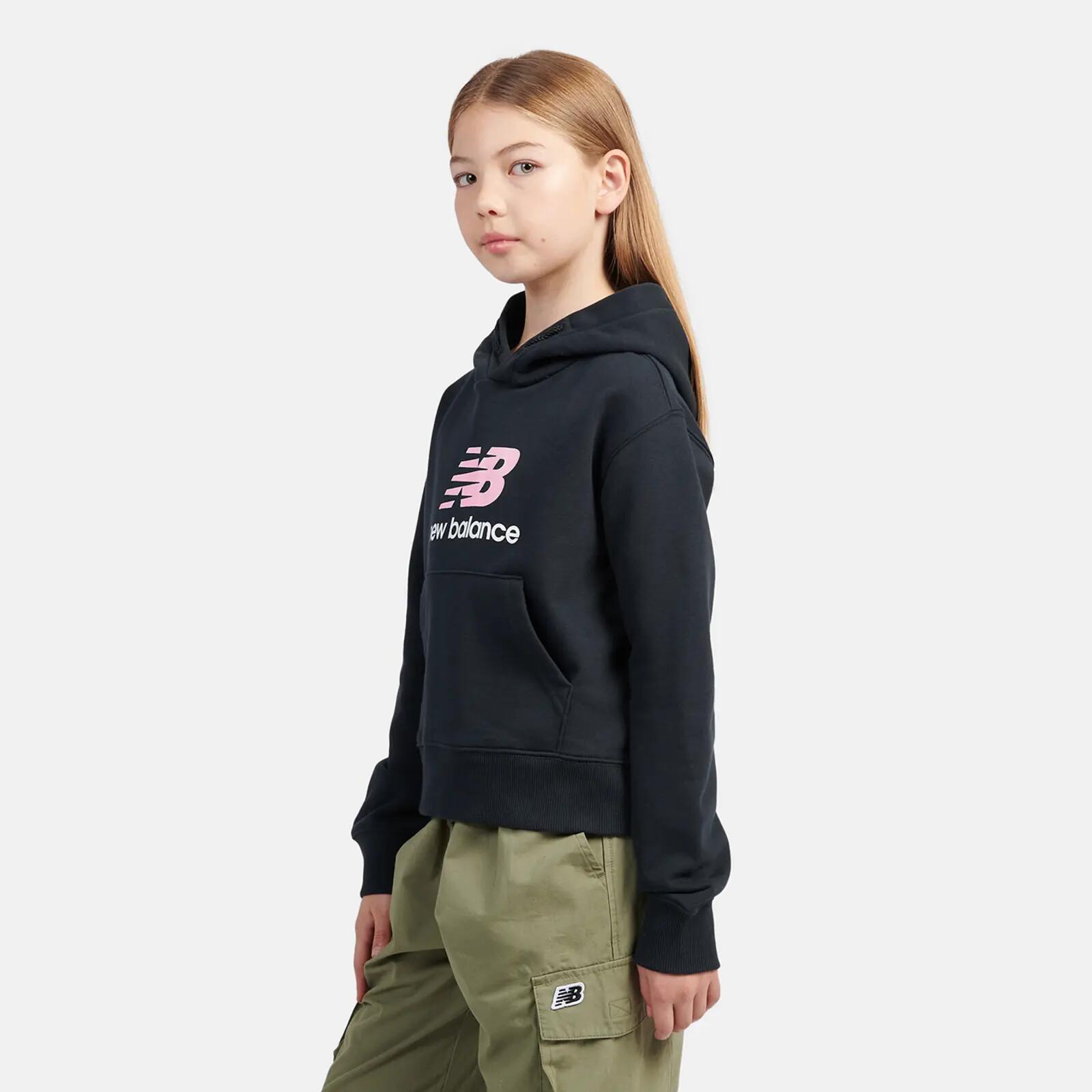 Felpa con cappuccio New Balance FT Stacked Logo ragazze - maniche lunghe 3/5