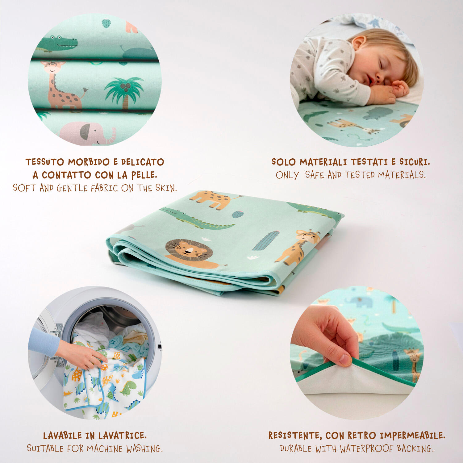 Traversina Impermeabile Bambini 50x70 cm Letto e Viaggio 7/7
