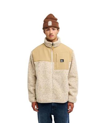 Groen sherpa-vest met rits shallow water beige heren