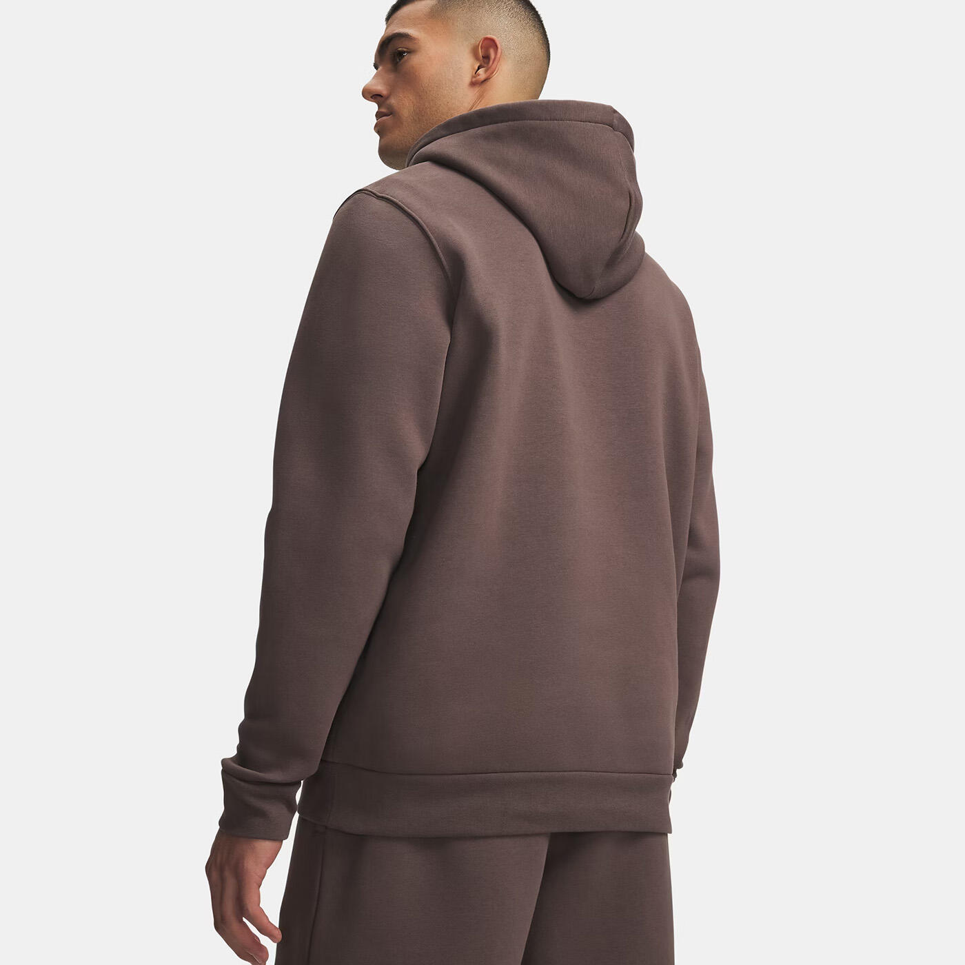 Felpa con cappuccio UA Icon Fleece Taupe da Uomo 2/3