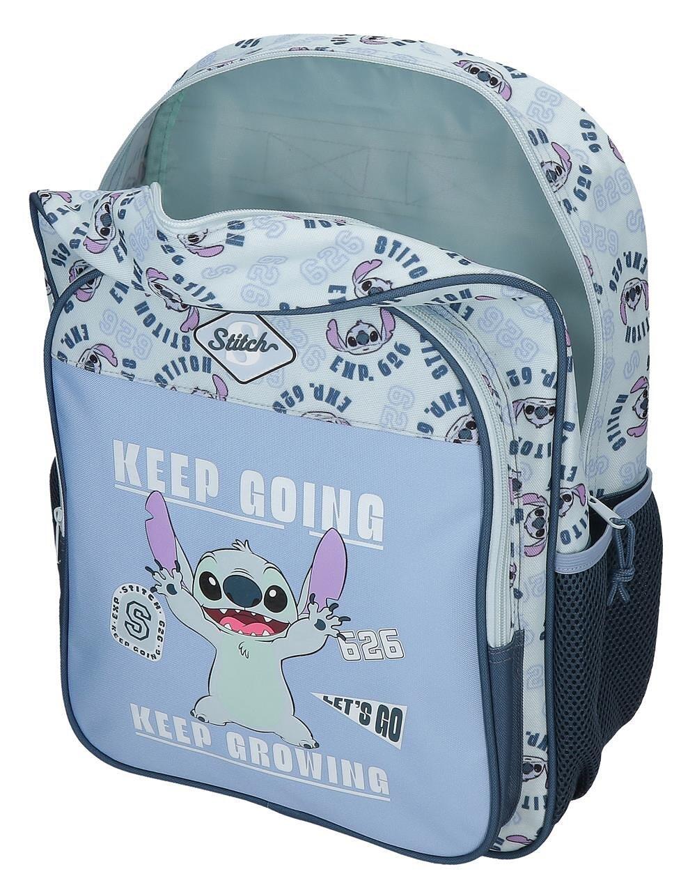 Mochila escolar com carrinho Stitch keep going 30x40x13 cm marinho 3/5