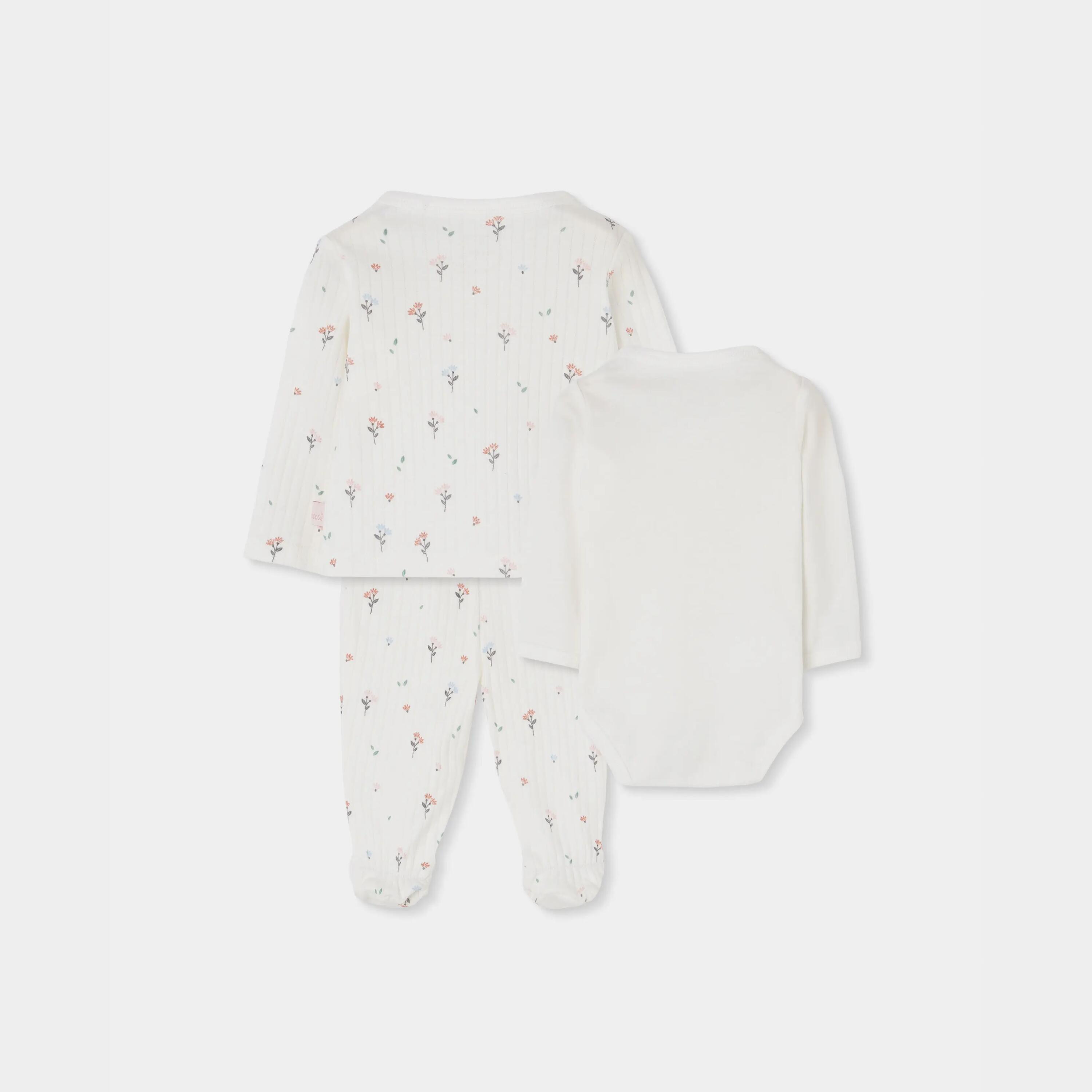 Pack punto bebé niña blanco estampado flores 2/7