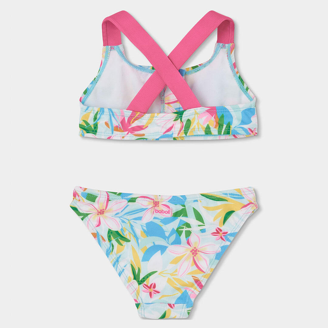 Bikini floral con protección solar UPF50 para niña 2/4