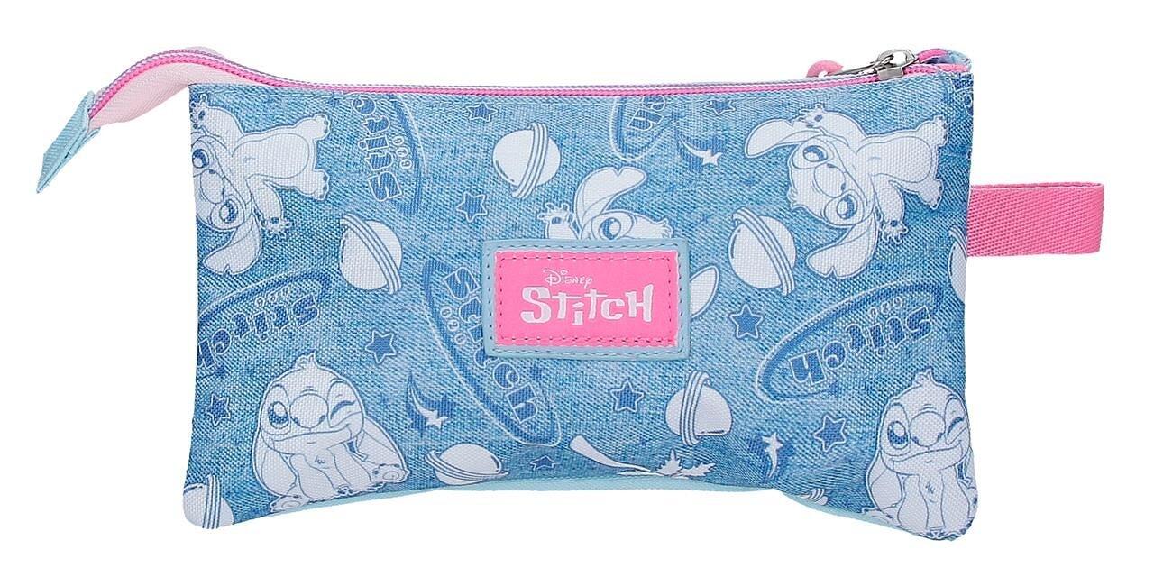 Estojo três compartimentos Stitch Hearts 22x12x5 cm denim 2/5