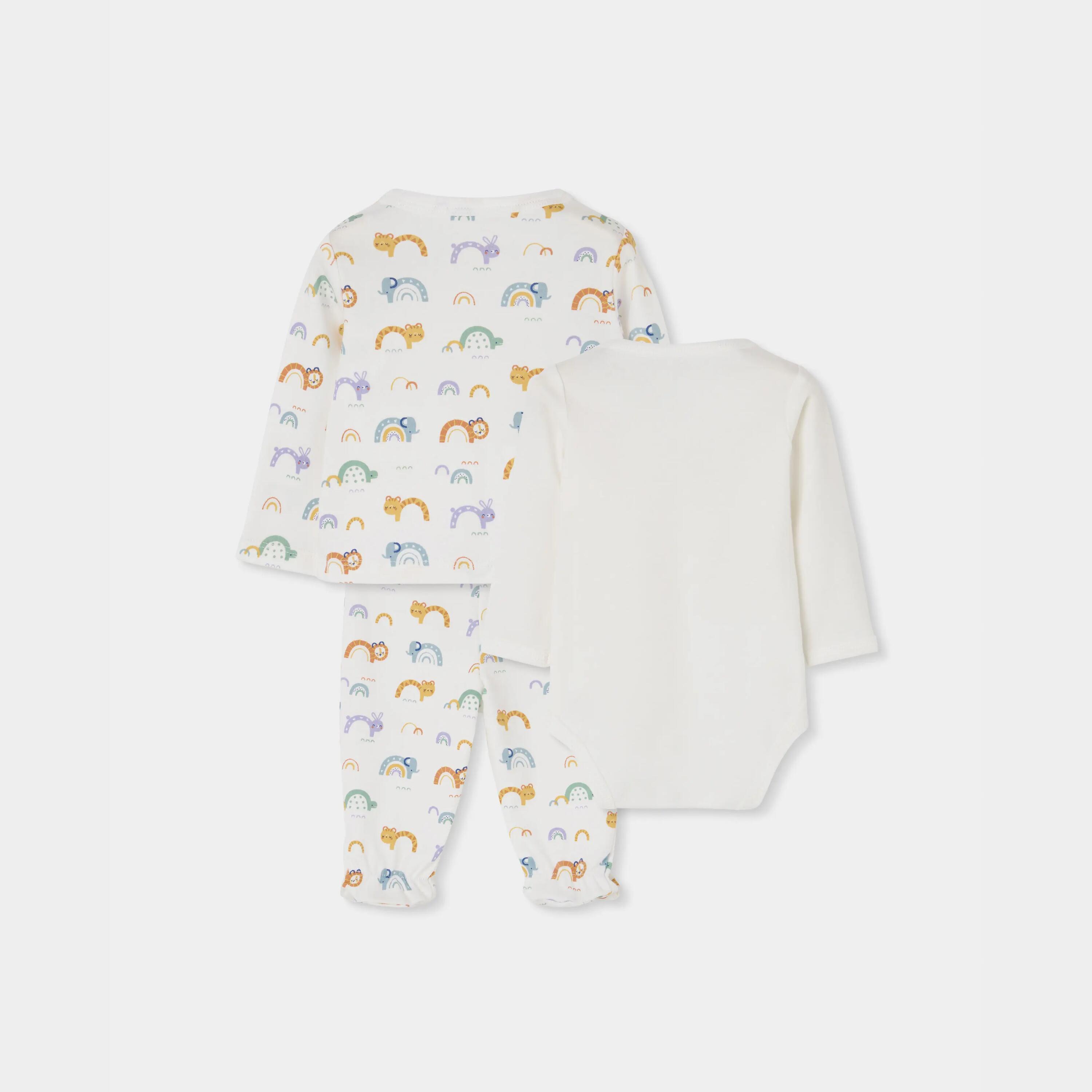 Pack punto bebé blanco estampado arcoíris y animales 2/7