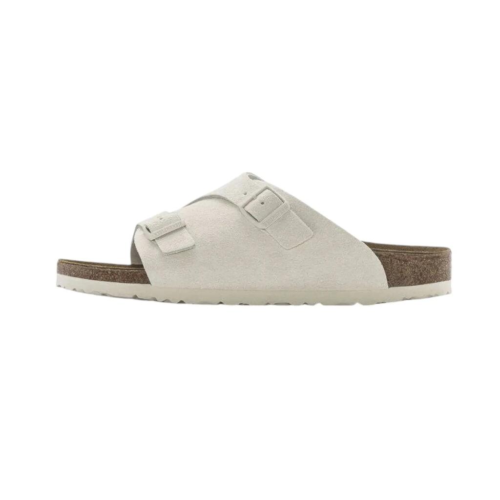 BIRKENSTOCK - Slippers ZURICH ANTIQUE WHITE SUEDE made of leather for man and wo