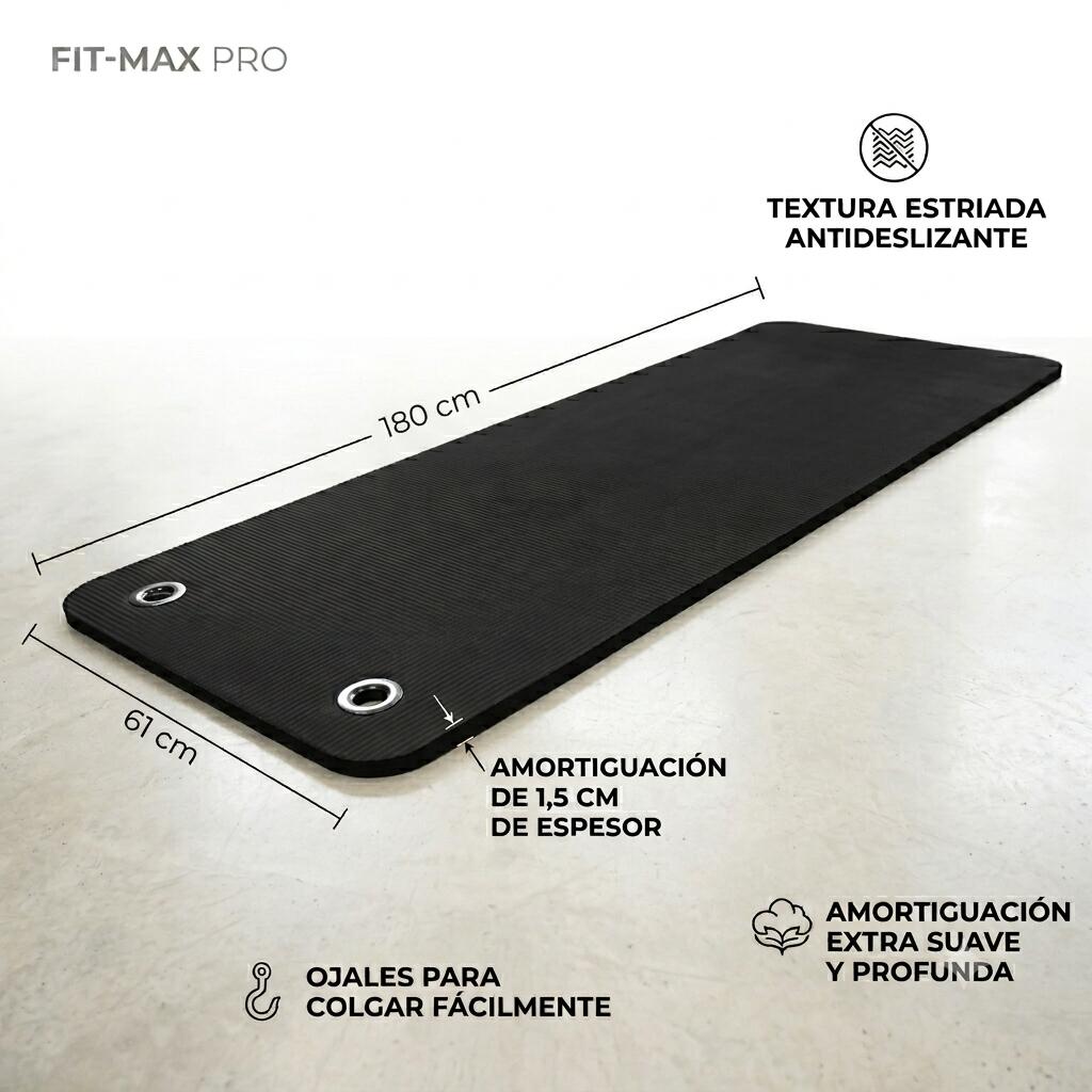 Colchoneta Esterilla NBR Negro 180x61x1,5 cm 3/3