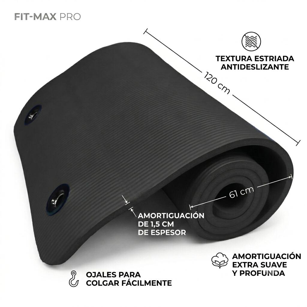 Colchoneta Esterilla NBR Negro 180x61x1,5 cm 2/3