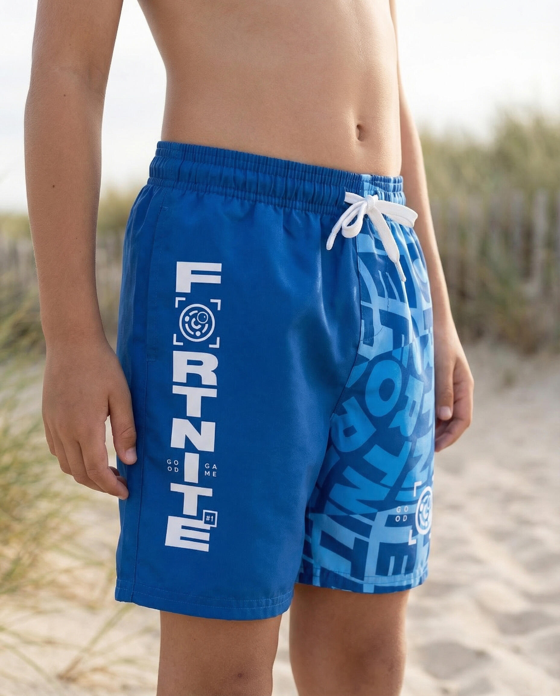 Fortnite Boys' Blue Two-Tone Logo Swim Shorts 100% Polyester | Decathlon