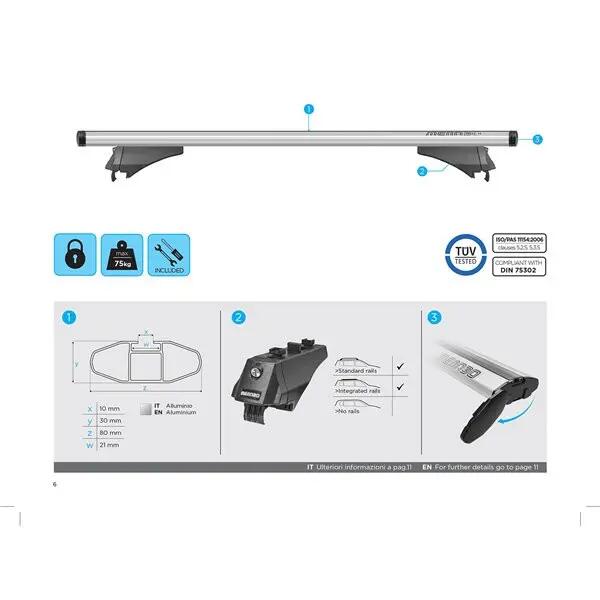 Tetőcsomagtartó Menabo Leopard Silver XL – Audi A6 (4F) Avant 2004-2011, 135 cm 7/7