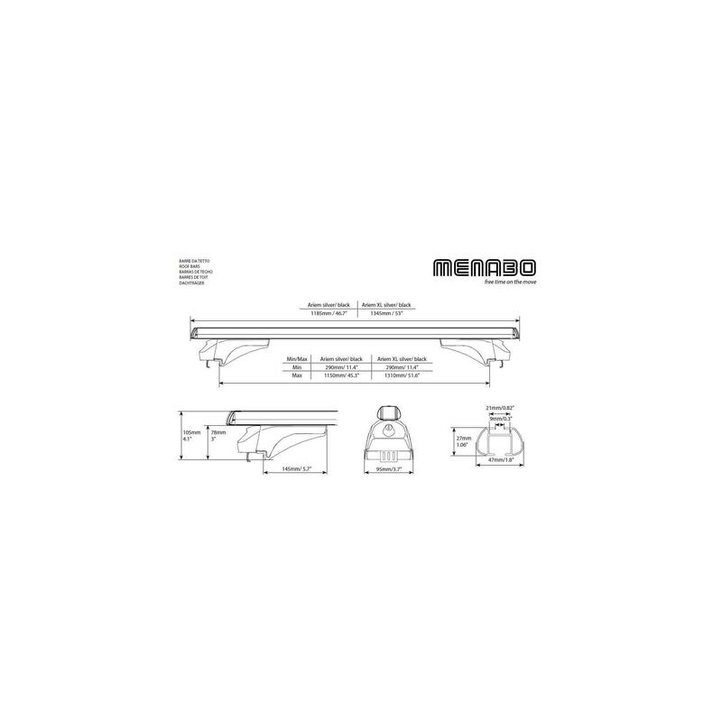 Bare transversale Menabo Ariem Black XL pentru Hyundai ix35 2013-2015