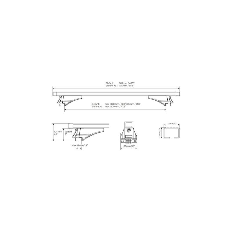 Bare transversale Menabo Elefant XL pentru Audi A4 (B8/8K) Allroad 2007-2015