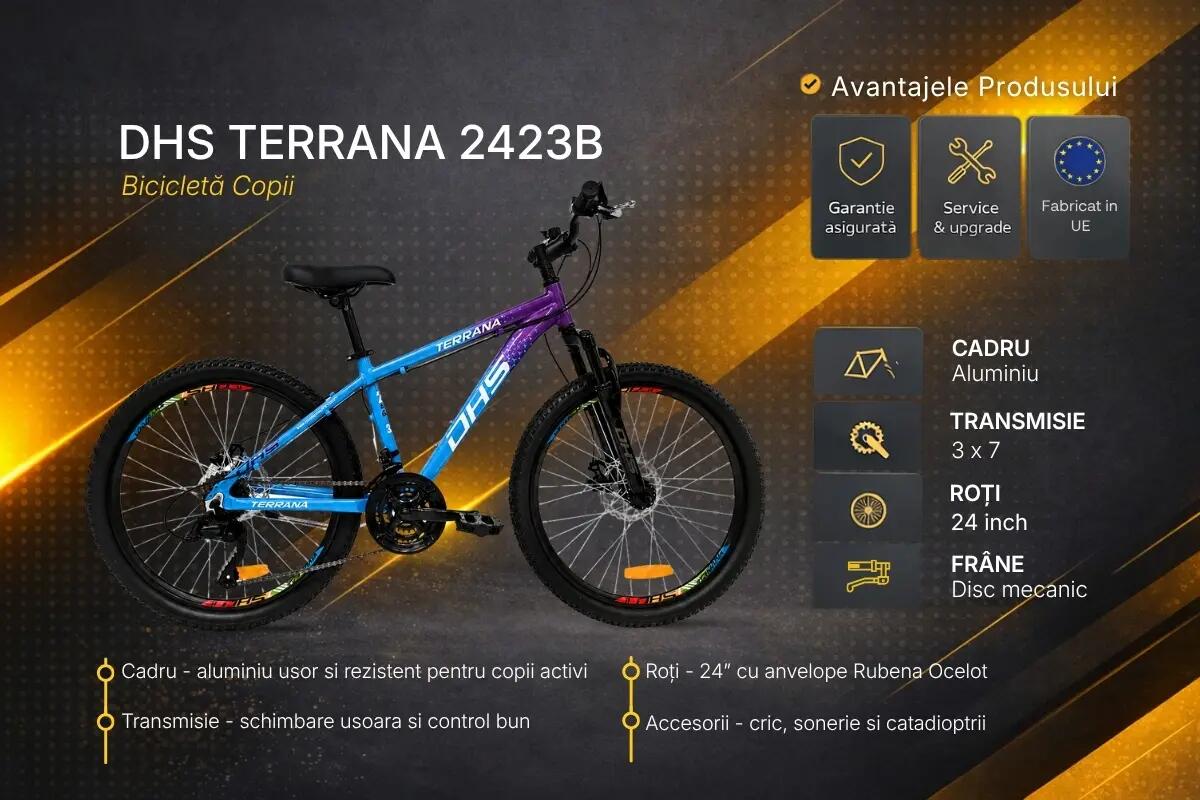Dhs Terrana 2423B gyermekkerékpár, 2026-os modell – 24 hüvelyk, lila-kék 4/7