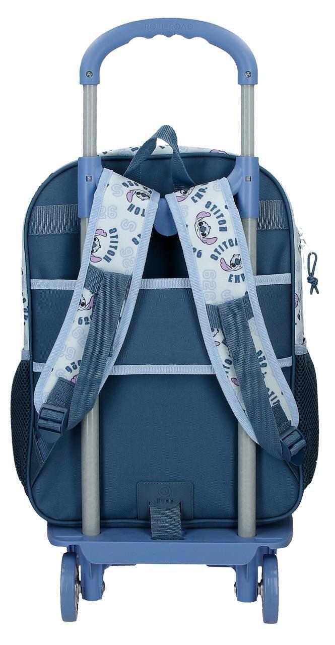 Mochila escolar com carrinho Stitch keep going 30x40x13 cm marinho 2/5