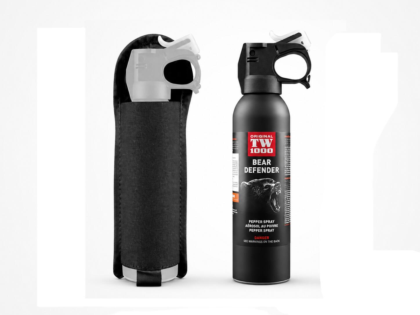 Kit impotriva ursilor, spray cu piper Bear Defender TW1000, si husa