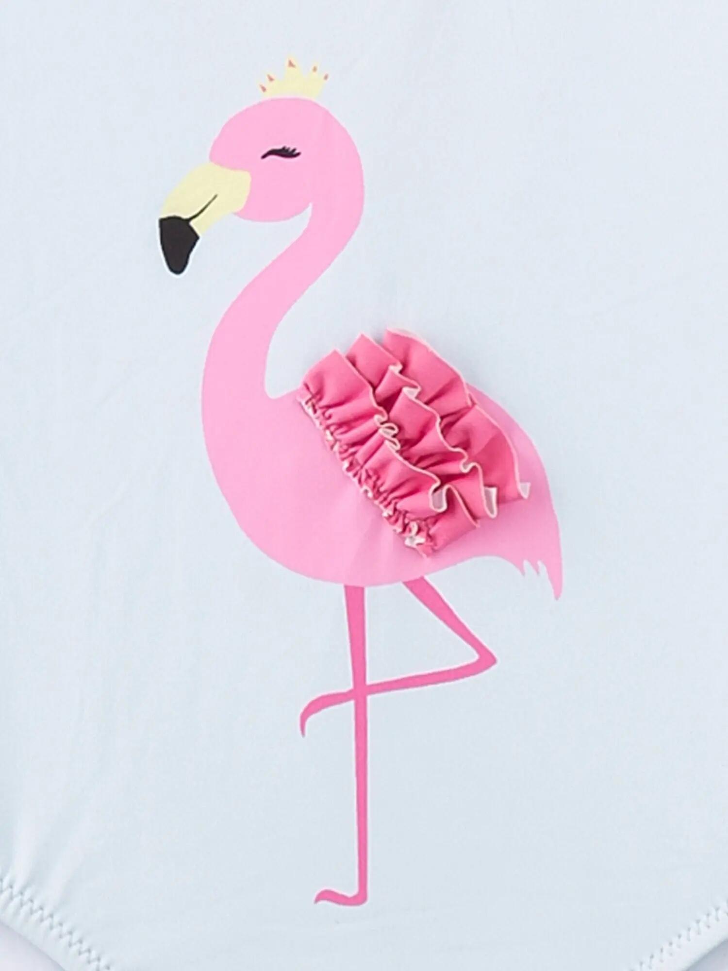 Mädchen Badeanzug Flamingo 3/4