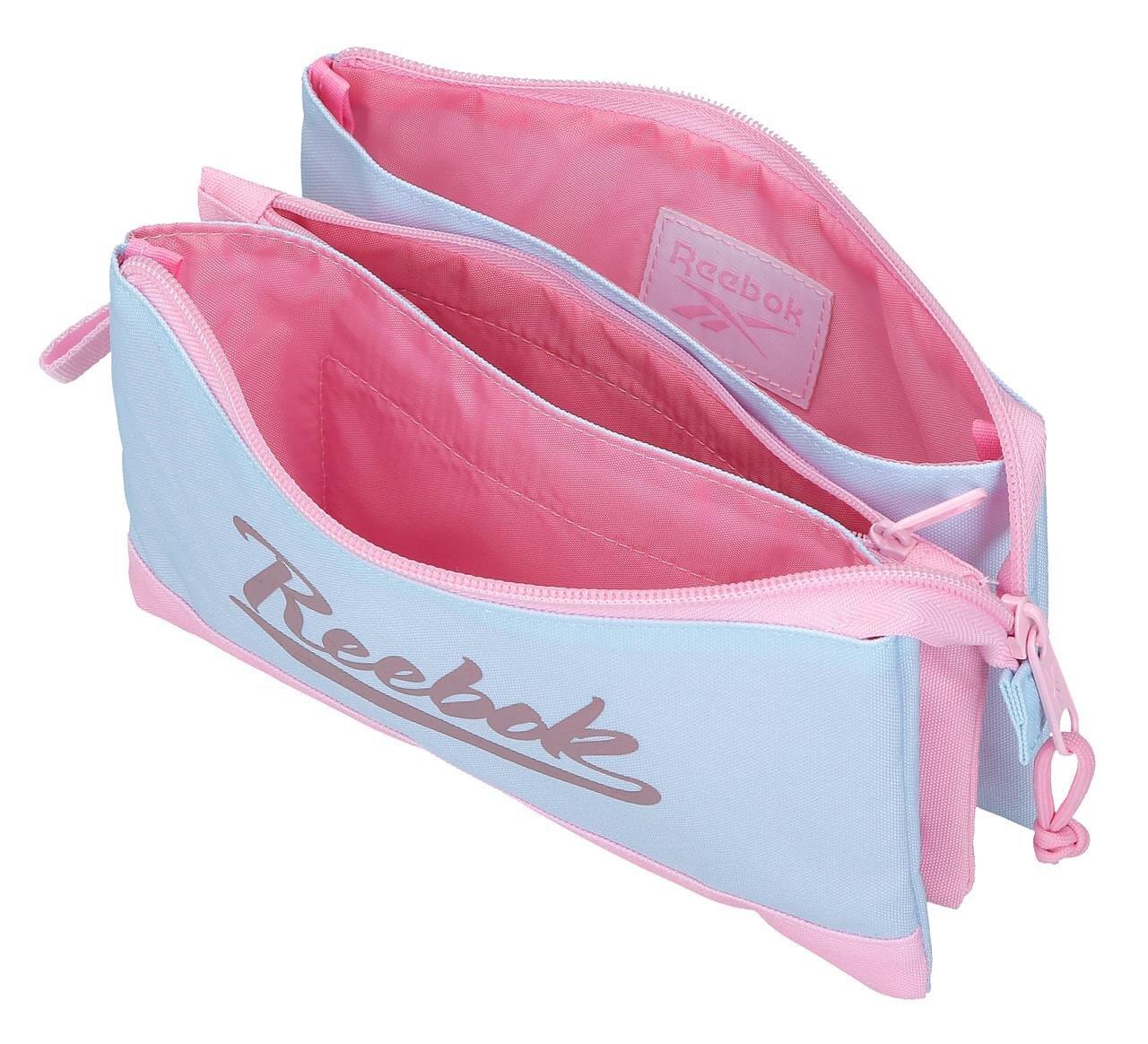 Estojo três compartimentos Reebok Monroe 22x12x5 cm azul claro 3/5