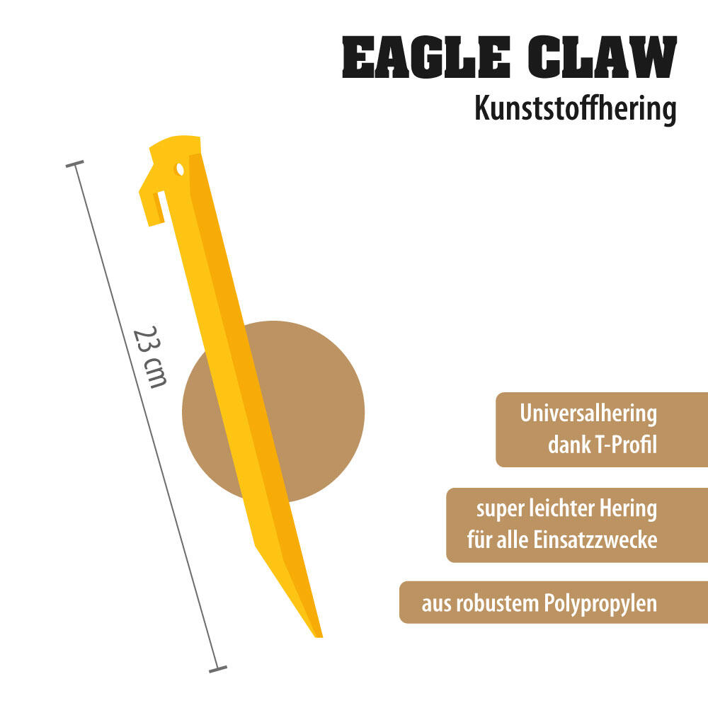Kunststoffheringe Eagle Claw - T-Profil, universell, Zeltheringe, 8er
Pack 2/7