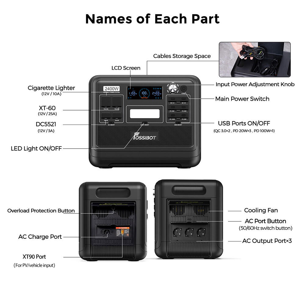 Station portable FOSSiBOT F2400 – Noir 2/7