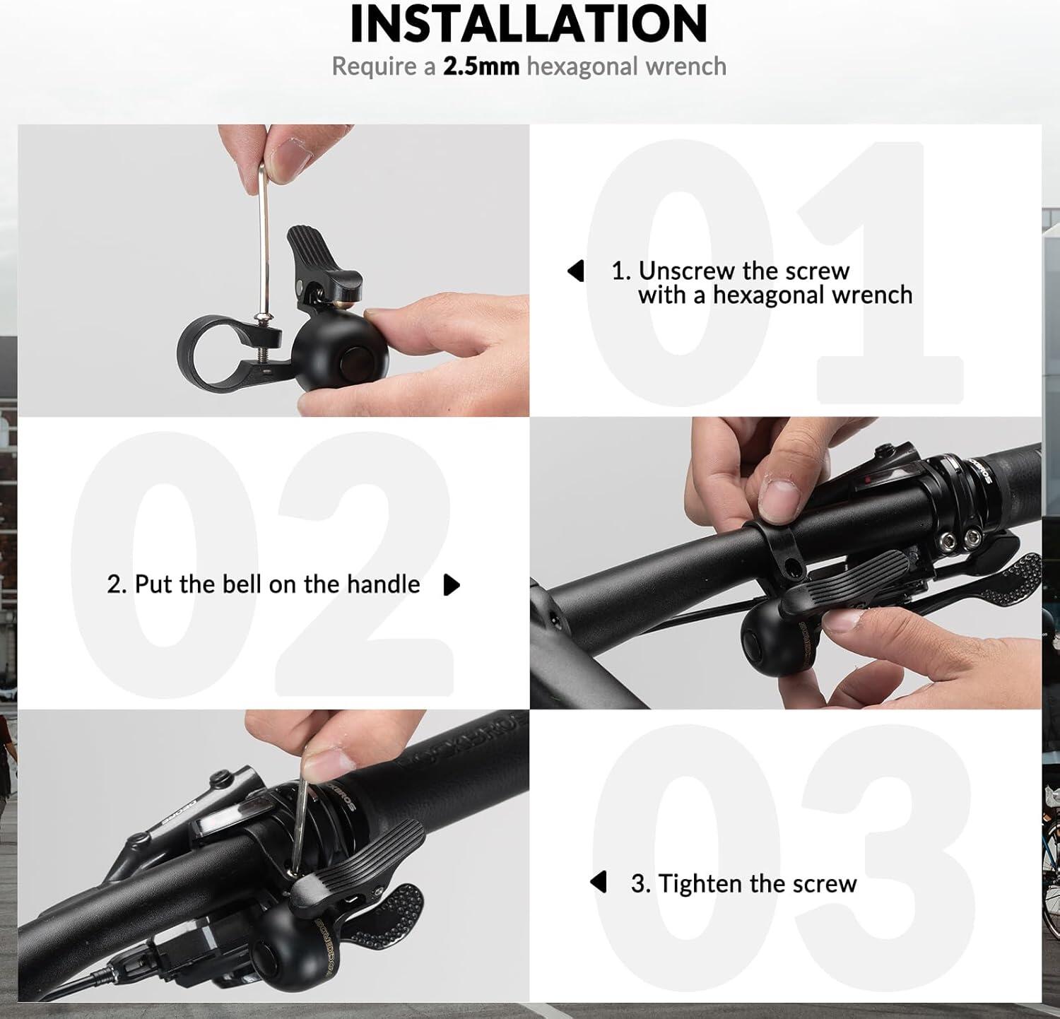 ROCKBROS Mini Hidden Bike Bell 100dB Copper Alloy Links 4/7