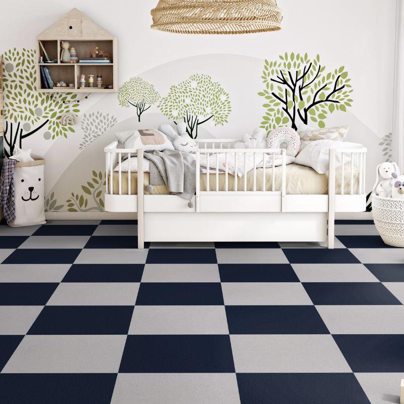 Alfombra Moqueta en loseta Báltica Azul 50x50 cm para yoga, pilates 5/7