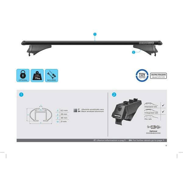 Menabo Tiger Black XL - bare portbagaj pentru Evoque